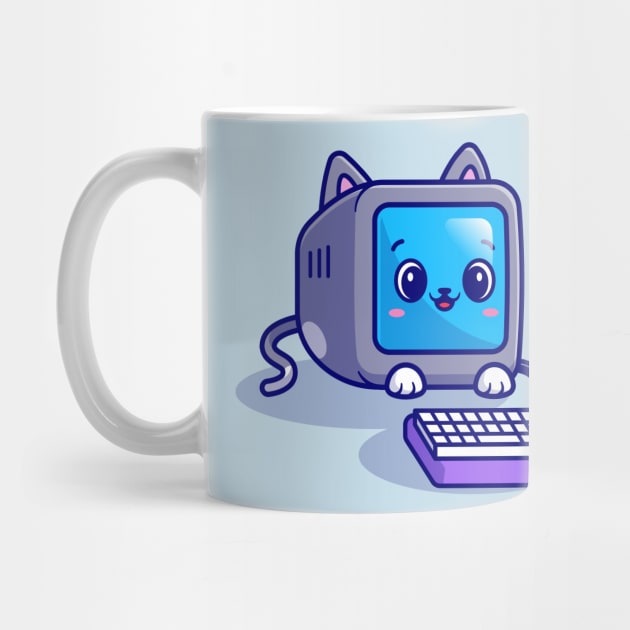 Cute Cat Computer With Mouse Cartoon by Catalyst Labs